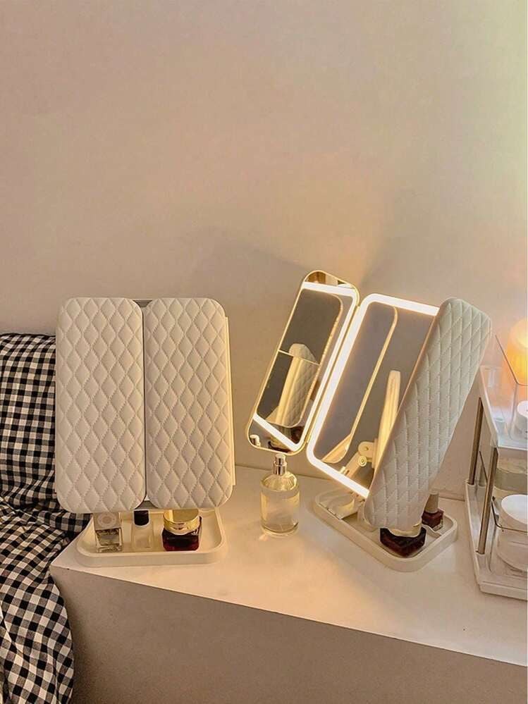 Miroir sur Pied avec Éclairage LED et Triple Vue